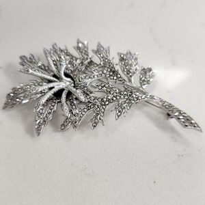 Sterling Flower Brooch with Mirrored Marcasites